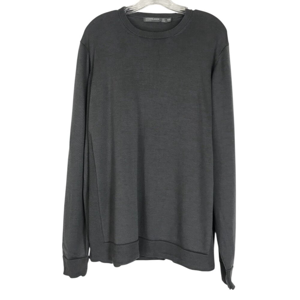 Icebreaker Sweater Mens Size XXL Gray Merino‎ Wool Blend Crewneck Pullover Knit